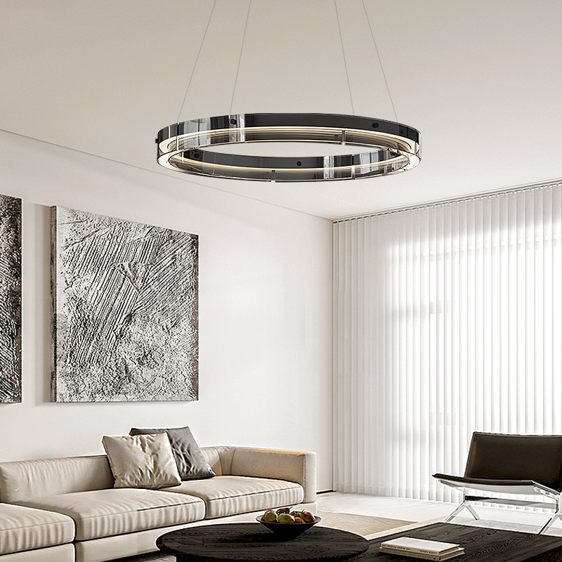 Iluminación de sala de estar minimalista italiana círculo de alta gama nueva lámpara de la sala de estar diseñador de lámparas de sala de comedor