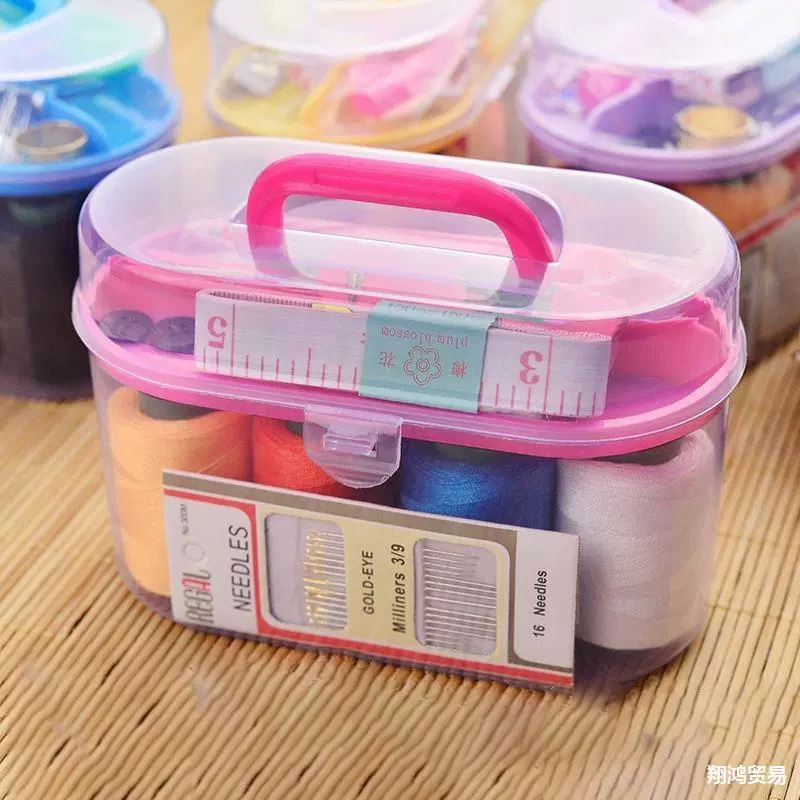 46 шт набор бытовой швейной коробки набор швейной сумки ручной шов шов инструмент портативный шов чехол для хранения