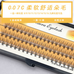 0.07 10P熱熔嫁接朵毛稻草人假睫毛自然立體自種植眼睫毛廠家批發