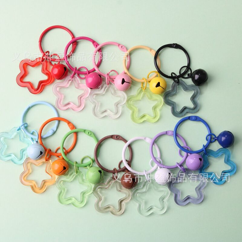 Transparent Colorful Five-Pointed Star Acrylic Keychain Pendant Candy-Colored Earphone Case Decoration Couple Bag Decoration