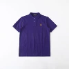 Cotton polo purple yellow label