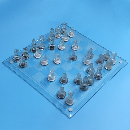 Supply 35*35cm frosted glass chess set (glass chess set) glass crystal chess set
