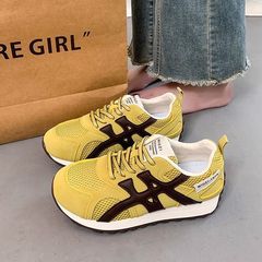 女性靴徳訓運動靴2025新型百合色網面通気軽レジャー運動軟底阿甘靴