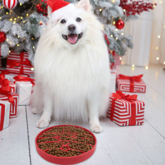 アマゾンのクリスマスツリーの犬はゆっくり食べます。