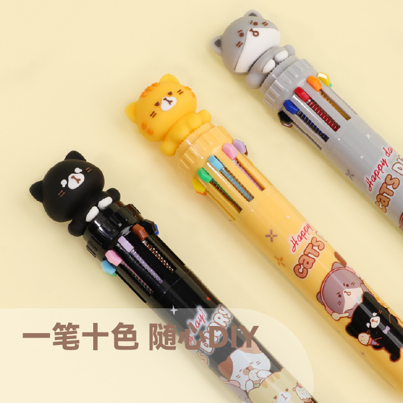 KUKI KOKI casa diez colores bolígrafo bolígrafo de mano de color bolígrafo de dibujos animados aceitosos lindos multicolores bolígrafo al por mayor