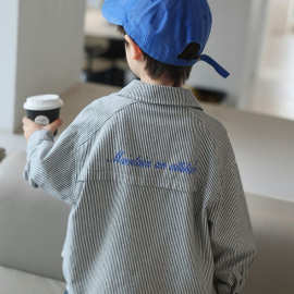 童装男童衬衫春夏款儿童条纹长袖衬衣外套薄2025新款春装韩版