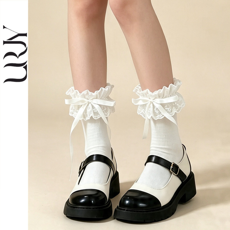 Lolita lace socks for women, pure cotton socks from Zhuji, bowknot calf socks, JK over-the-knee socks, summer slouch socks Lolita lace socks for women, pure cotton socks from Zhuji, bowknot calf socks, JK over-the-knee socks, summer slouch socks
