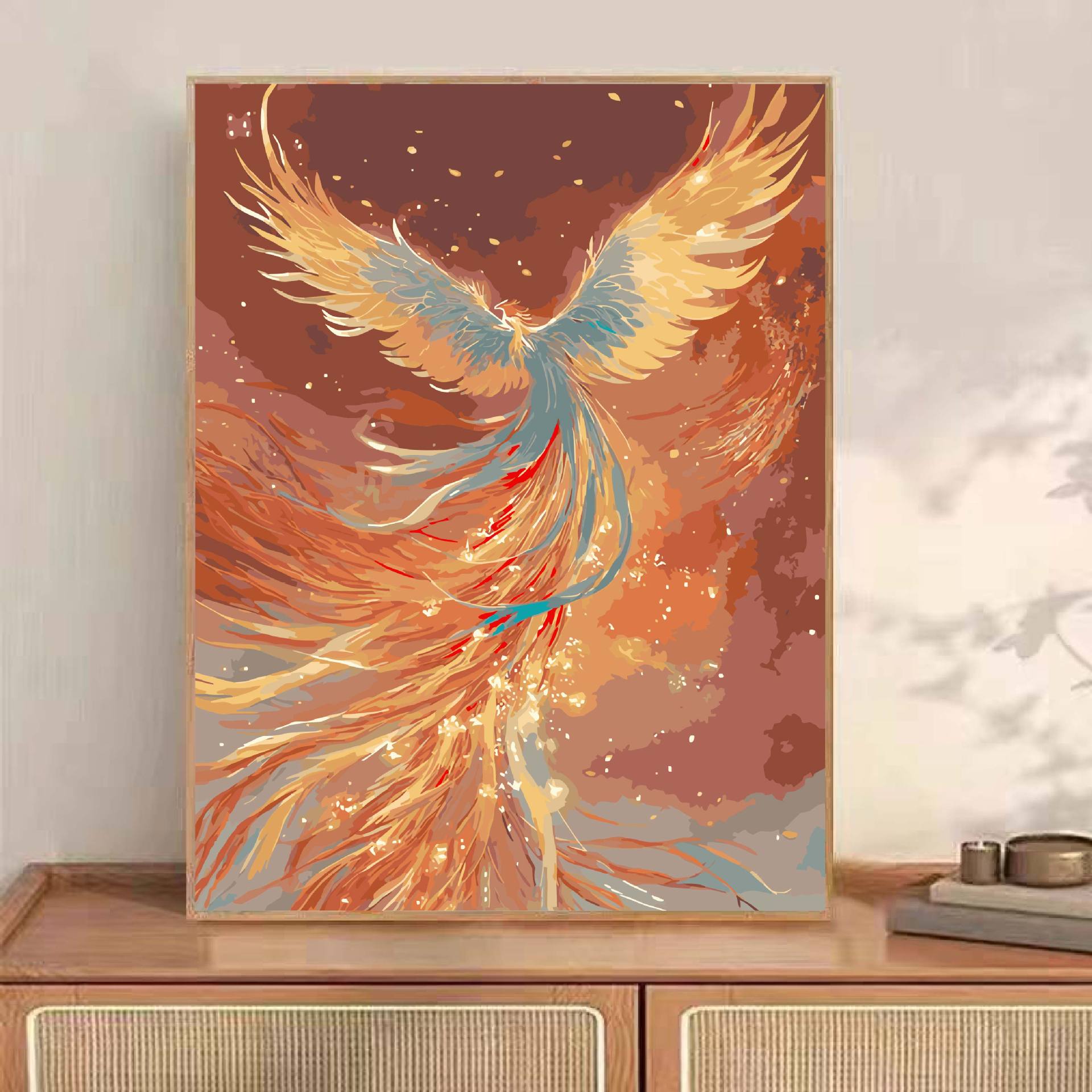 Phoenix en el vuelo pintura al óleo digital di relleno de la nueva tendencia china estilo chino artesanal decoración de la sala de estar colgante de pared