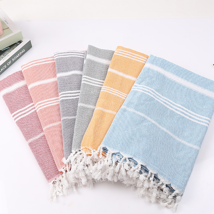 Cross-Border Hot-Selling Pure Cotton 21 Count Turkish Beach Towel Outdoor Yarn-Dyed Shawl Quick-Drying Bath Towel Stripesd Edge Towel Cross-Border Hot-Selling Pure Cotton 21 Count Turkish Beach Towel Outdoor Yarn-Dyed Shawl Quick-Drying Bath Towel Stripesd Edge Towel