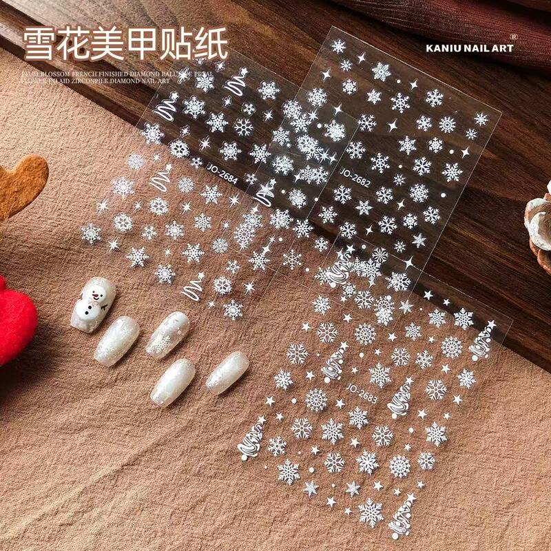 New Snowflake White Stickers for Nail Art, Christmas Adhesive Thin Flexible Decorations, Luxurious and High-End Ambiance