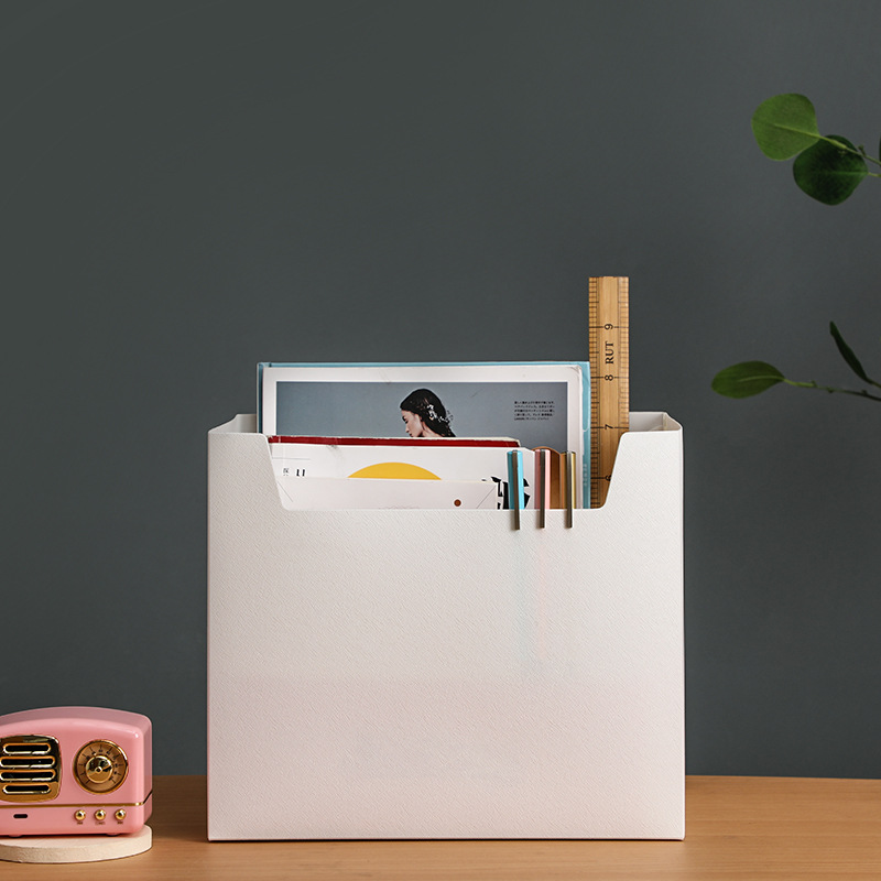 Minimalist Solid Colour Desktop Organiser Japanese Style Basket_voghion.com