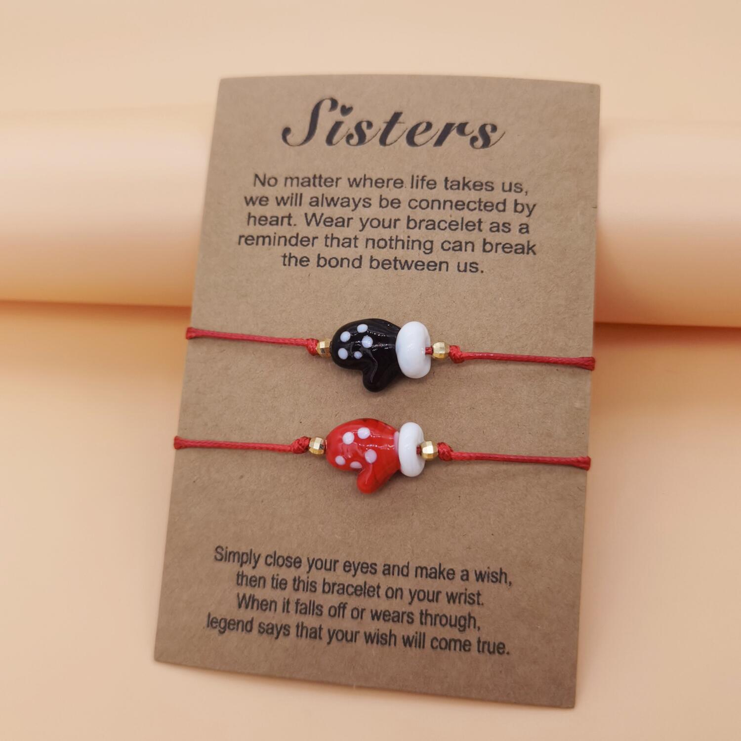 Sister Card Bracelet 2-piece Set European And American Personality Glass Glove Braided Bracelet display picture 3
