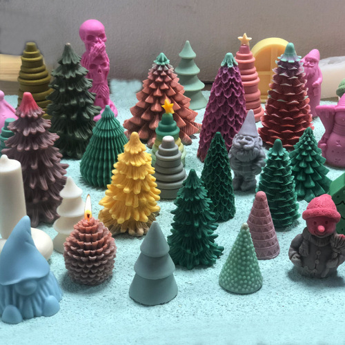 Christmas candle grinding tool DIY Christmas tree scented candle cedar pine cone scented plaster drip silicone mold