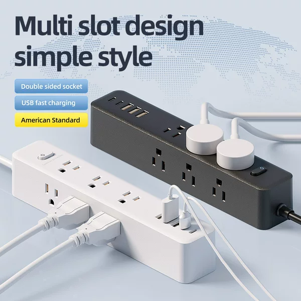 Amazon new US standard usb multi-hole PD fast charging wiring board with bilateral side socket plug extension wiring board