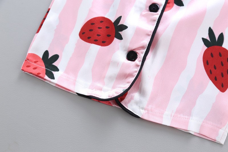 Pijama infantil verão estampado morango conjunto de dormir kids_voghion.com