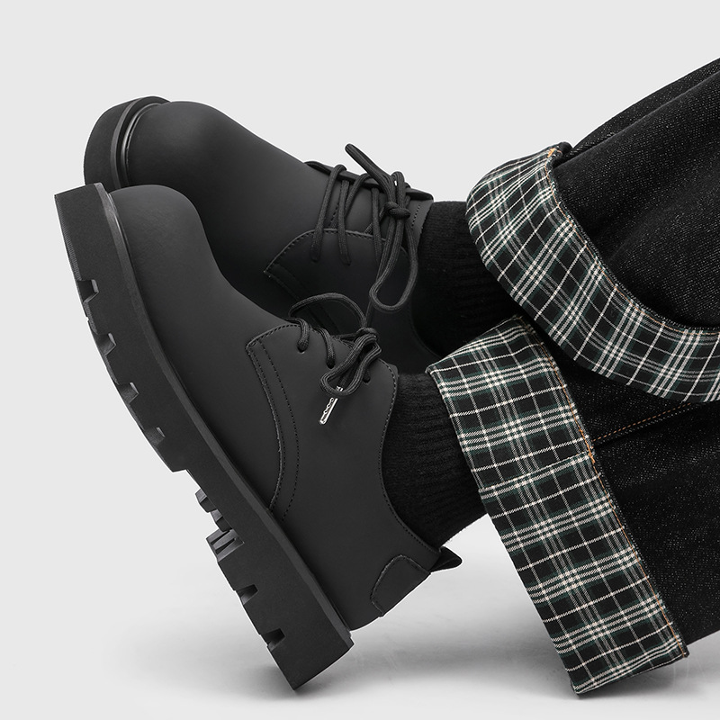 ShoeVault Derby Cow Suede Genuine Leather Toe Thick Low Top Big Yellow Boots Soft Bottom Non-Slip Fashion Men Shoes Trendy_voghion.com