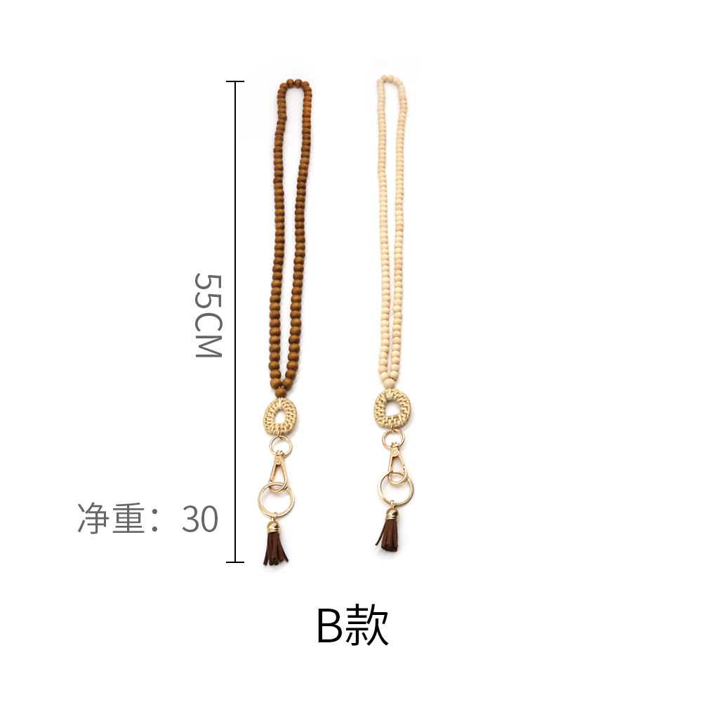 Transfronterizo nuevo estilo nórdico collar de cuentas de madera cordón colgante escuela marca fábrica tarjeta permiso de trabajo llavero colgante al por mayor