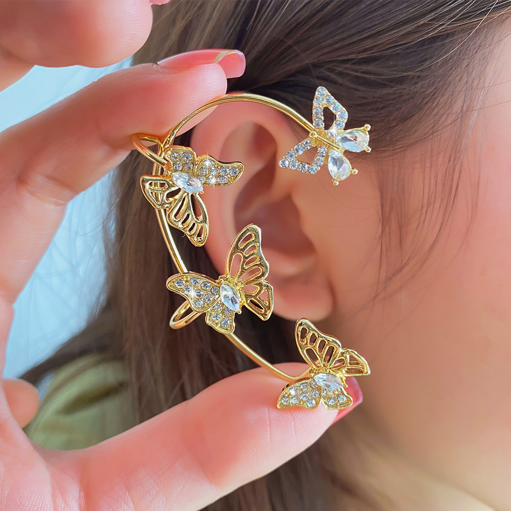 Fashion Star Butterfly Snowflake Copper Rhinestones Ear Clips 1 Piece display picture 4