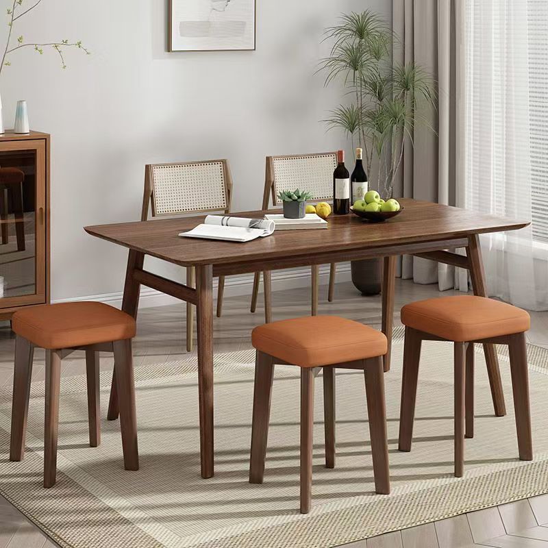 Solid Wood Soft Stool Modern Simple Home Dining Table Chair Living Room Small Bench Stackable Simple Dining Chair Square Stool