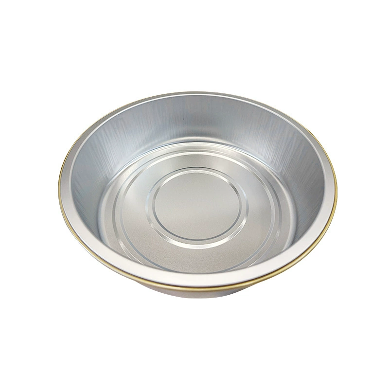 Золотая утолщённая круглая коробка из фольги, одноразовая упаковочная коробка, золотая ланч-бокс круглая фольгированная чаша для доставки, алюминиевая фольга, коробка для еды