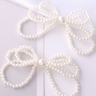 Pearl Flower bow headband brooch female Net red ins All-match out hair rope rubber band hair tie accessories