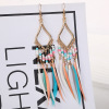 Cross -border explosion diamond -shaped color rice beads fine feather earrings in Pohemian court wind feathers ym800