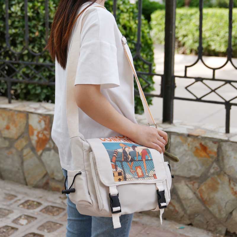 Primavera y verano nueva moda fresca bolsa de mensajero de moda bolsa de lona hombres y mujeres moda de la calle bolsa de hombro de gran capacidad