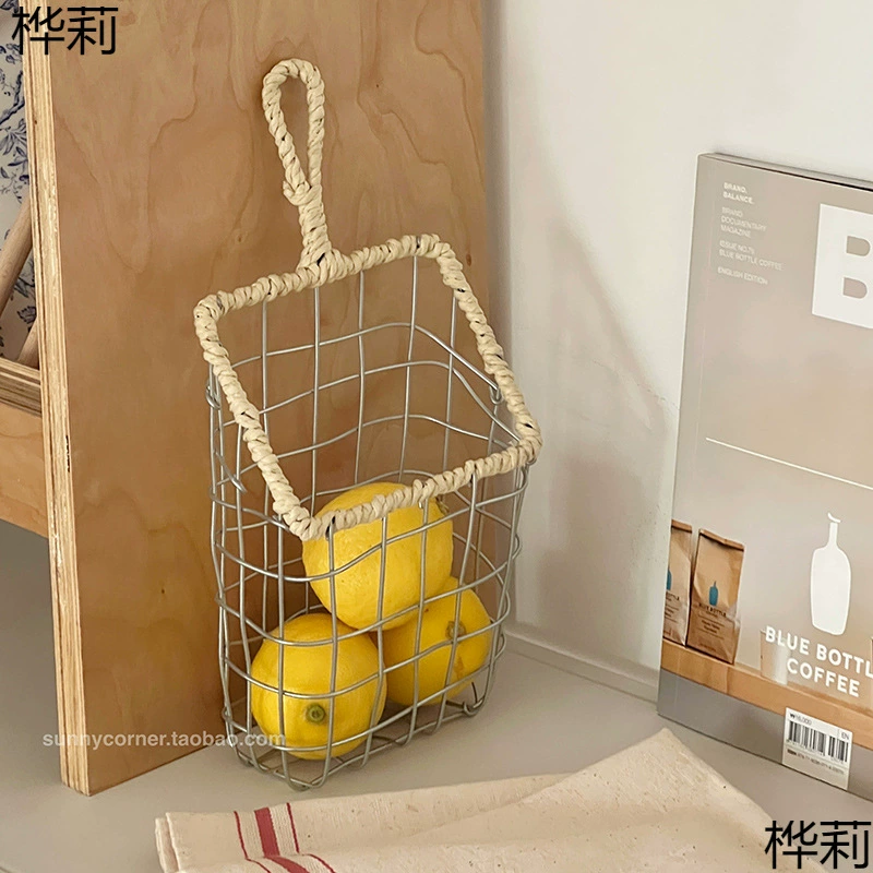 Подвесная скандинавская настенная корзина для хранения из железной проволоки, тканая железная художественная корзина для хранения, подвесная корзина для хранения разных вещей, кухонная корзина для хранения
