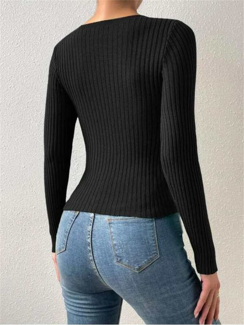 154g Weight Long Sleeve Sleeve Length Pullovers Placket Type Regular Sleeve Sleeve Type Polyester Fabric Type Regular Top Length Sweater Tops Type Holiday, Daily Occasion U Neck Neckline Slim Fit Type Solid Color Pattern Winter, Autumn Season Women's Gender Elegant, Streetwear Style Wholesale Women's Elegant Streetwear Solid Color Long Sleeve Sweaters & Cardigans 7