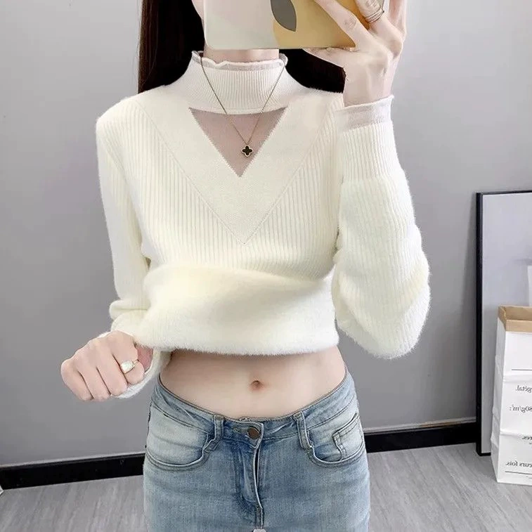 Свитер с половинным воротником Нижняя рубашка женская осенью и зимой 2024 новый тонкий пуловер