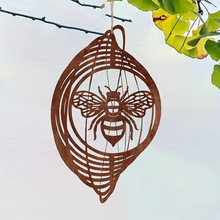 厂家直销生锈色金属蜜蜂花园装饰户外庭院螺旋风铃庭院螺旋风铃