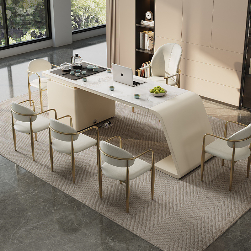 Nueva combinación de mesas y sillas de té de roca, diseño moderno simple y de moda, oficina en el hogar, balcón integrado, mesa de té