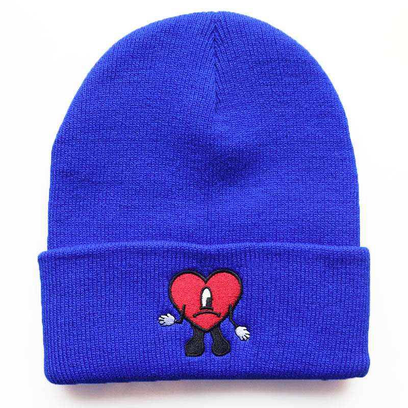 Pop automne et hiver chanteur mauvais lapin brodé chapeau tricoté pull chaud laine chapeau froid pour hommes et femmes_voghion.com