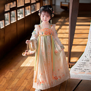Girls Han Dynasty 2025 Summer New Children's Ancient Costume Baby Embroidered Dress Chinese Style Ruirt Tang Suit Wholesale