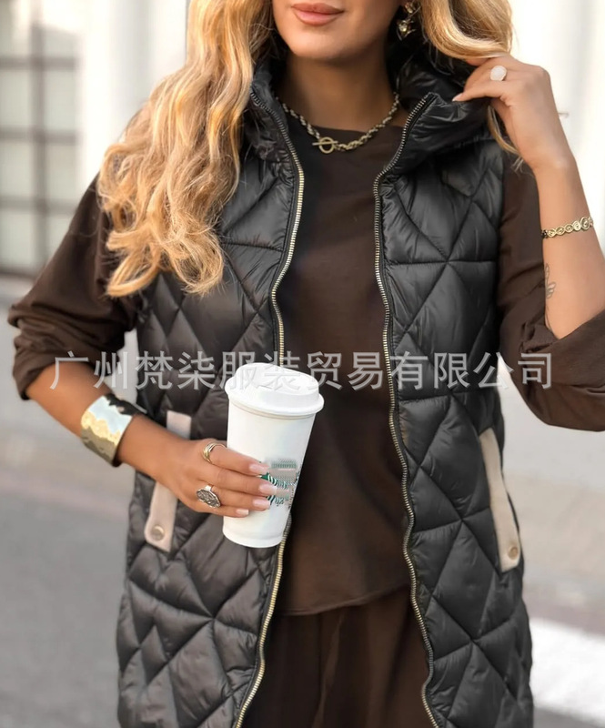 2025亚马逊速卖通宽松立领保暖马甲棉服欧美跨境秋冬新款时尚棉衣|undefined