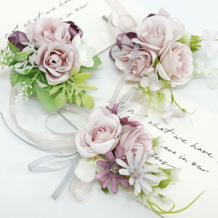 艺雅阁 320商务庆典胸花手花仿真花结婚用品影楼拍照道具紫色