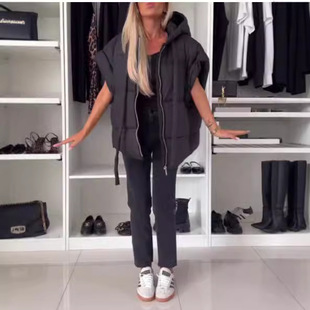 2024 Women's European and American Cross-Border New Solid Color Loose Vest Cotton Vest