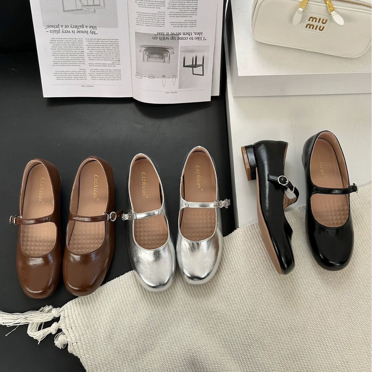 Женские туфли с плоским дном Mary Jen 2025 весна и осень новая круглая голова и легкий рот простой дикий ремешок ретро одиночные туфли