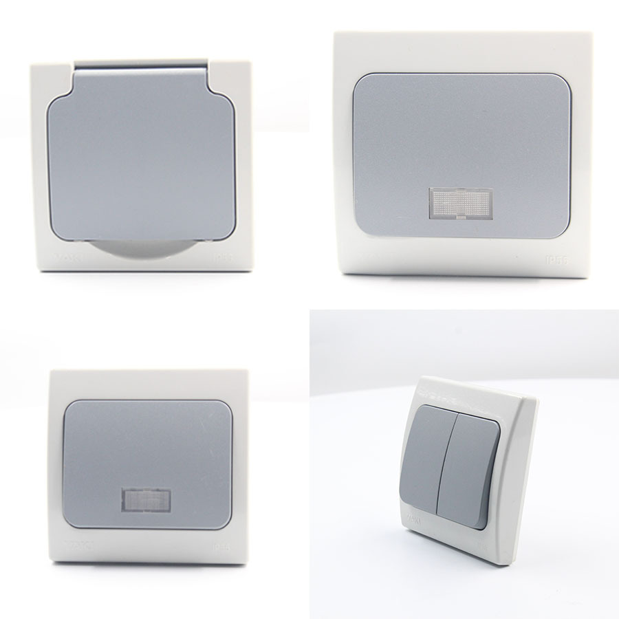 YAKI工厂外贸供应白灰色单控单开带小灯墙壁快关家用墙壁开关