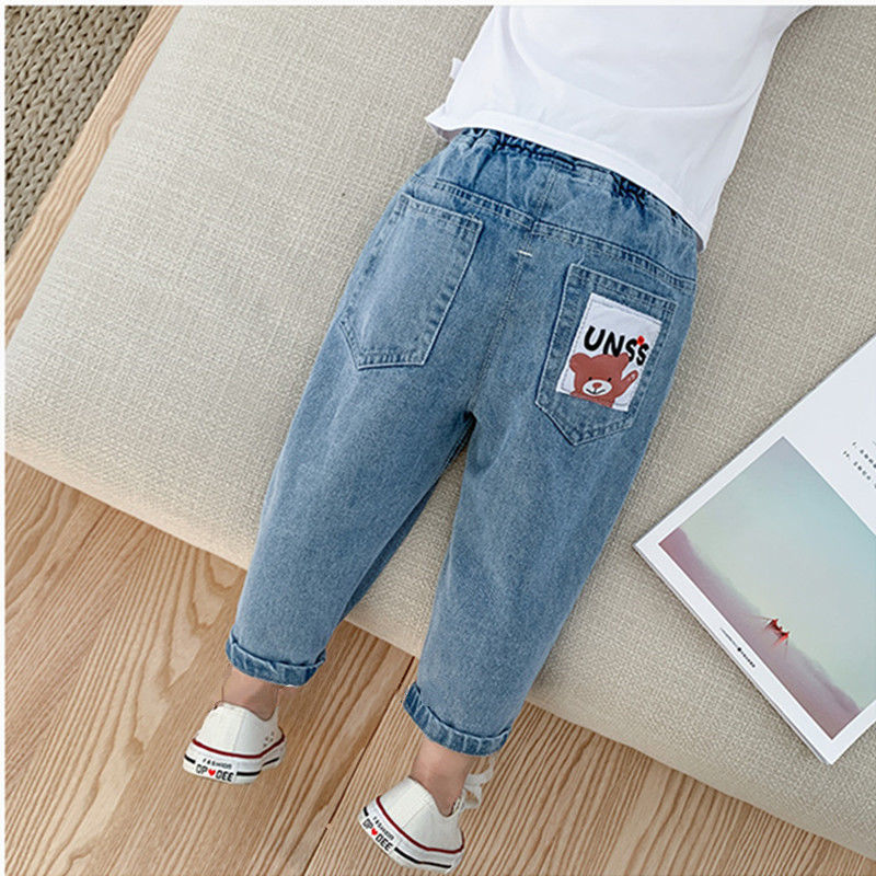 New Men's Children's Jeans Spring Outfit 2024 Small Children Baby Cool Casual Pants Spring and Autumn Season Kids Stylish Pants