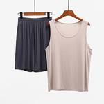 Мужской тонкий жилет без рукавов, комфортная пижама для отдыха, комплект, оверсайз