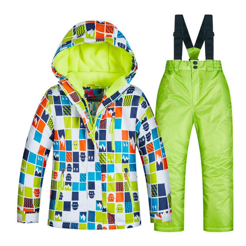 @Winter Thickened Warm Children's Ski Suit Boys Set, Windproof and Waterproof, Dropshipping Available