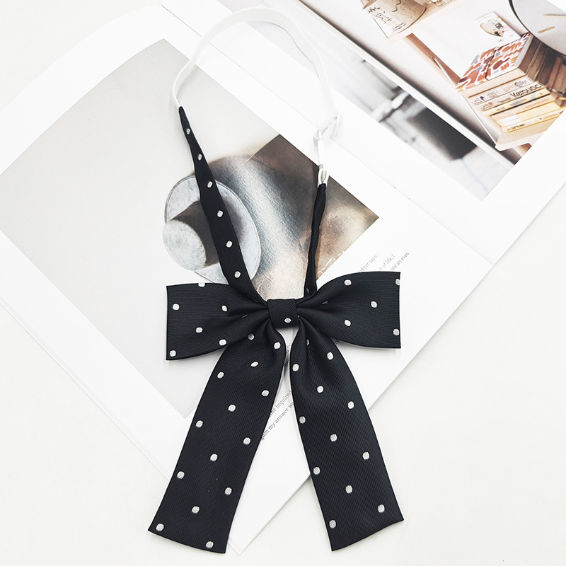 Chicas con lunares pequeños, cuello de mango largo, basin jk pajarita, Japón y Corea del Sur, arco casual, color sólido, fabricante, spot al por mayor