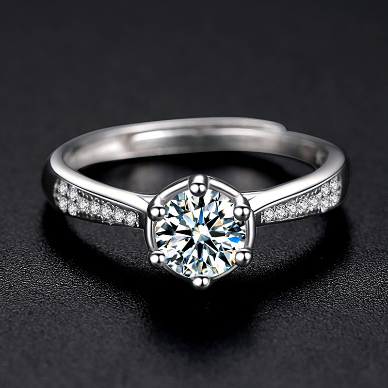 Luz de moda lujo estilo S925 plata esterlina diez flechas diez corazón ZIRCON diamante anillo geométrico las mujeres 1 quilates fila diamante anillo