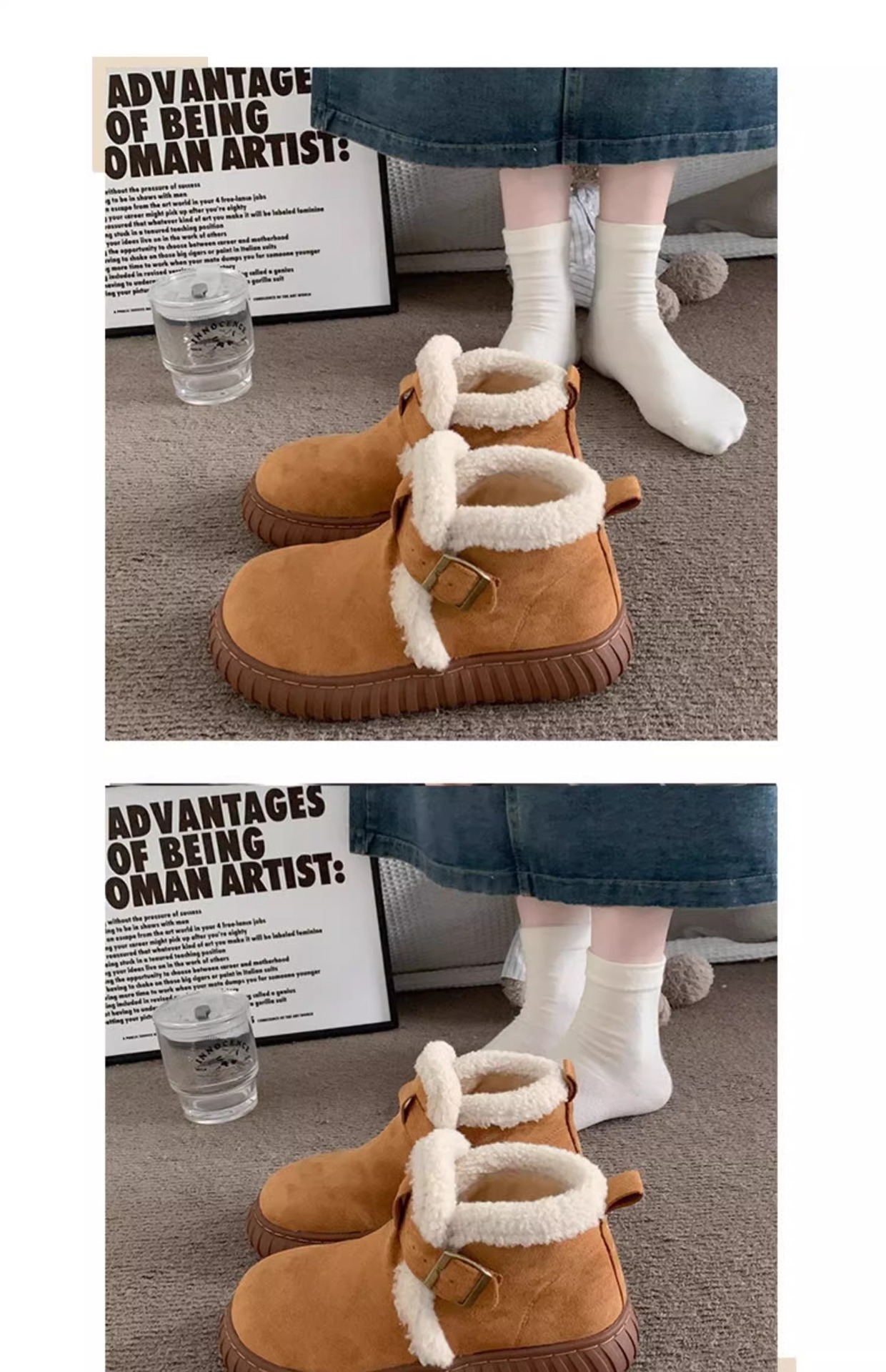 Warm Women's Winter Ankle Boots With Plush Lining And Thick Sole_voghion.com