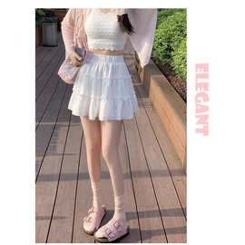 白色蛋糕裙短款女夏季2025新款小个子高腰a字遮肉显瘦蓬蓬半身裙