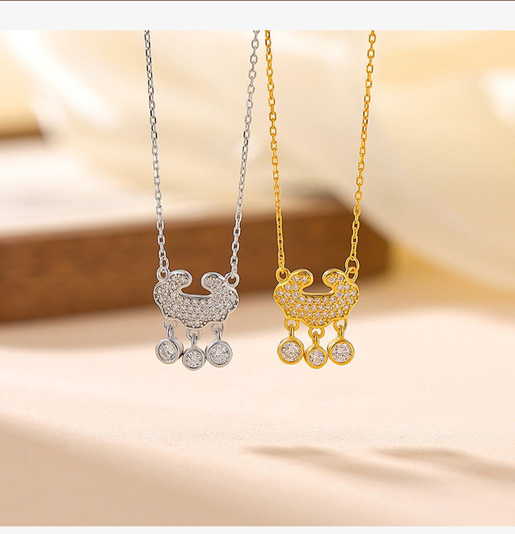 Bộ trang sức mặt dây chuyền bạc S925 cao cấp, khóa Như Ý sáng bóng — Mẫu bạc chi tiết 4