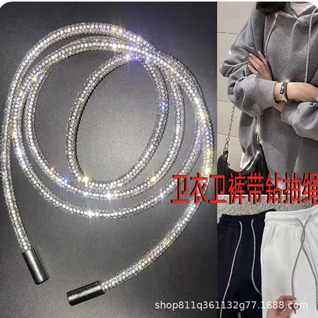 Cuerdas de diamante redondas de 4mm super brillante A-diamond blanco AB negro cuerda de dibujo DIY zapatos cordones chaqueta joyas