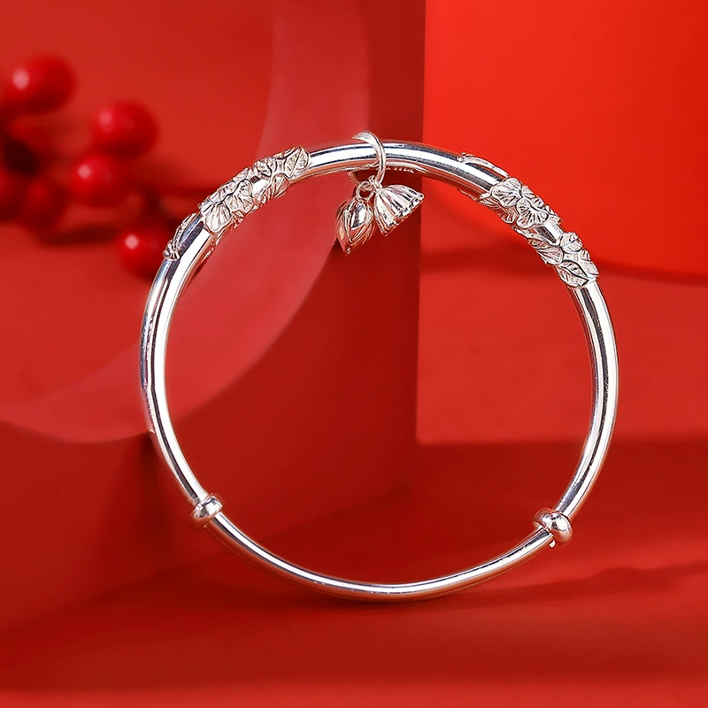 Glossy retro silver bracelet, jewelry, thin weaving
