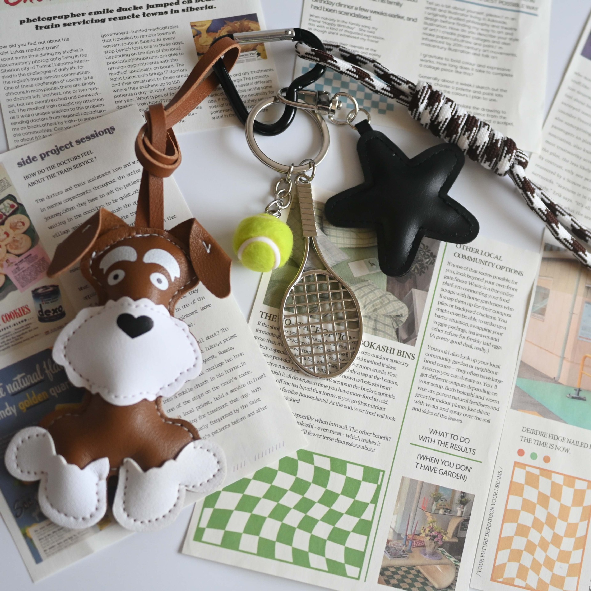 48g Weight Keychain Classification 1 Piece Quantity Holiday, Daily Occasion Pu Leather Material Dog Pattern All Seasons Season Vacation, Classic Style Style 1 Piece Vacation Classic Style Dog Pu Leather Keychain 7